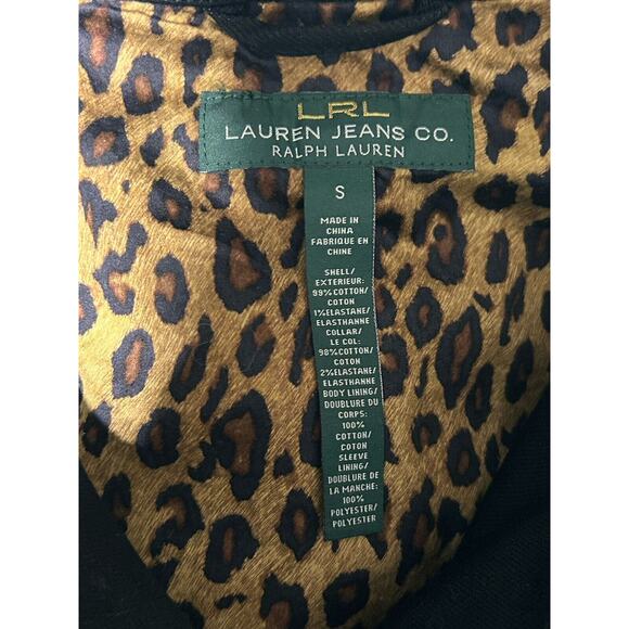 Ralph Lauren Jeans Black Denim Work Jacket Fitted Coat Women’s Small Cord Collar - Picture 3 of 6